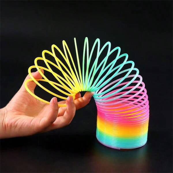 1 pieza Juguete de resorte en espiral arcoíris, juguete antiestrés unisex, regalo de cumpleaños y festividad (color aleatorio)