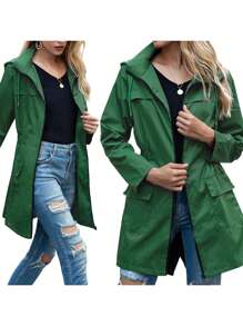 Women Light Rain Jacket Waterproof Active Outdoor Trench Raincoat With Hood Ladies Lightweight Windproof Windbreaker