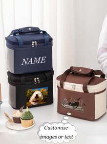 定制图片或文字，手持保温午餐盒袋，大容量适合上班族、学生和户外野餐。最好的建议是带上食物、午餐盒袋、厚铝箔、防尘防水冰袋、周年纪念礼物、生日礼物、母亲节礼物、父亲节礼物、最好的朋友礼物、给妈妈/爸爸的礼物、给她/他的礼物、给女朋友/男朋友/朋友的礼物