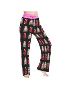 [DIY] Pantalones de pijama largos y divertidos personalizados para mujeres, con foto retrato personalizada, artículo de regalo y novedad, caricatura y cambio de cara, tela ligera, transpirable, de secado rápido y suave, cómoda, regalo para amigos/pareja, fiesta/cumpleaños