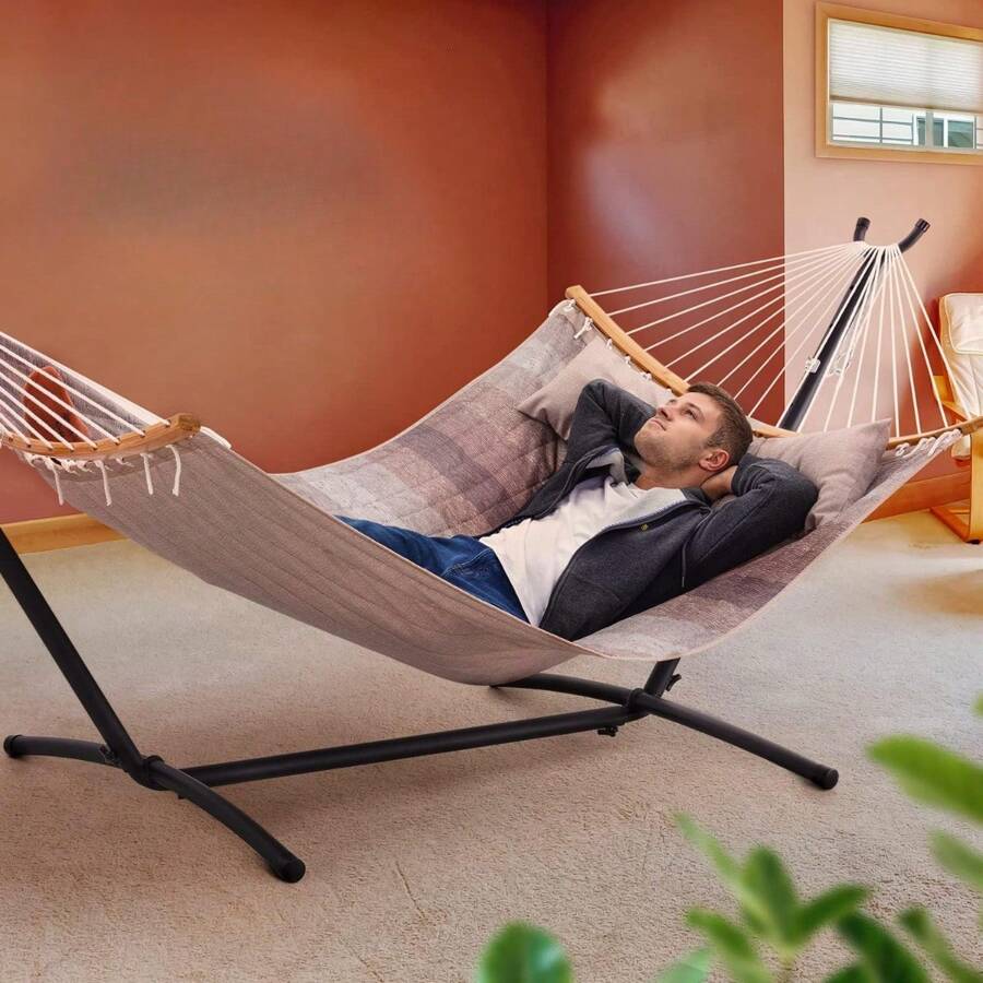 SpaceSaving Hammock With Stand, 2 Person 550 Pound Capacity, Outdoor