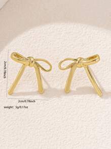 1 对几何优雅简约蝴蝶结耳钉，适合所有季节 - 蝴蝶結耳釘 - 查看 4