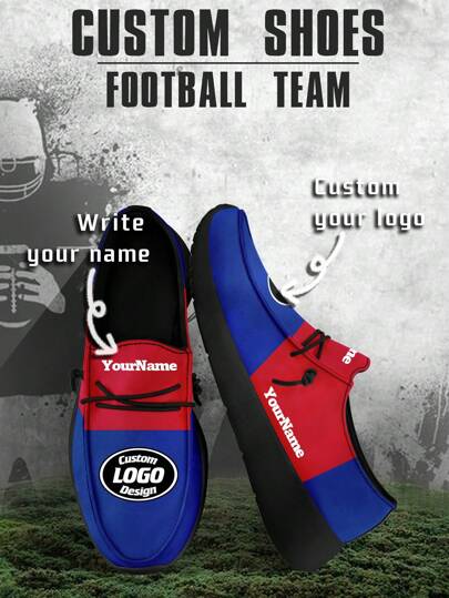 Men's Custom Logo Custom Name Loafers, Buffalo Football Designed Lightweight Comfortable London Sole Canvas Shoes For Spring, Summer, Autumn And Winter, Slouchy Loafers, Personalized Fun Unique Gift For Mom/Dad/Her/Him/Girlfriend/Boyfriend/Wife/Husband/Friend