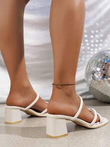 Women's Strap French Cream Thick Heel Niche Lace-Up Fashion Versatile Thick Sole Open Toe High Heel Sandals For Summer - Beige - View 3