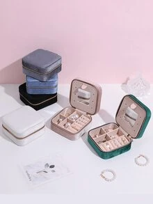 1/2/3 pieza Caja portátil para joyería: Caja de almacenamiento de pendientes, aretes, anillos, uñas decoradas y otros accesorios antioxidante con espejo. Caja elegante y de alta calidad para joyas como collares, anillos, pendientes y aretes. - Rosa - Ver 5