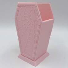 Porta pennelli da trucco a forma di bara con motivo a ragnatela in stile gotico - Organizer da scrivania in plastica leggera, adatto per toeletta, ufficio, decorazione, vacanze, bagno, camera da letto, alta capacità