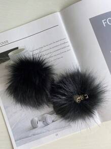 1pair New Bridal Shoes With Detachable Fluffy Pom Pom & Buckle, Daily Versatile Flattering Fashion Shoes Clip Accessory