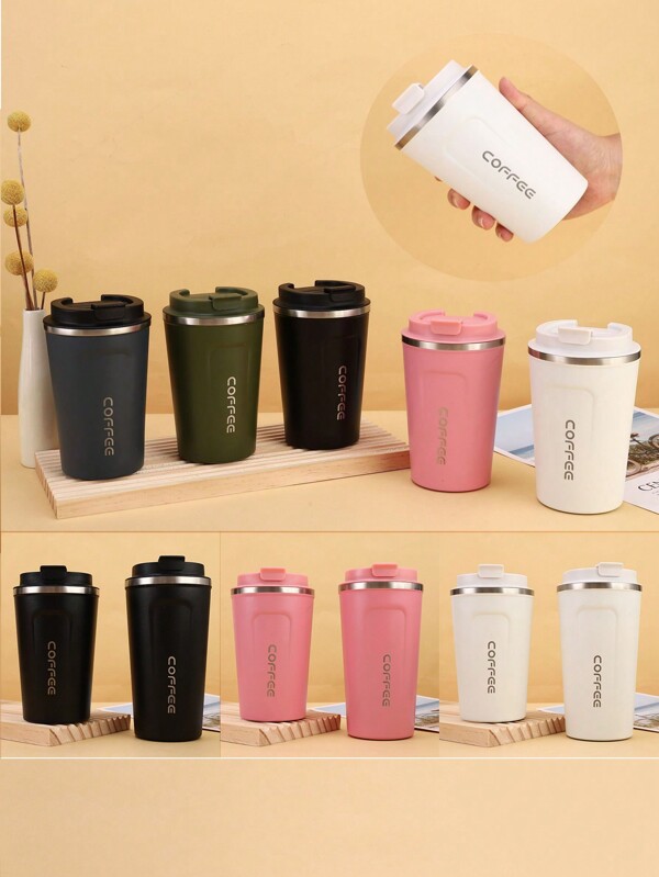 304 Edelstahl Wasserflasche, 510ml/380ml Große Kapazität, tragbare isolierte Kaffeetasse für Outdoor, geeignet für Kaffee, Tee, Saft, Milch