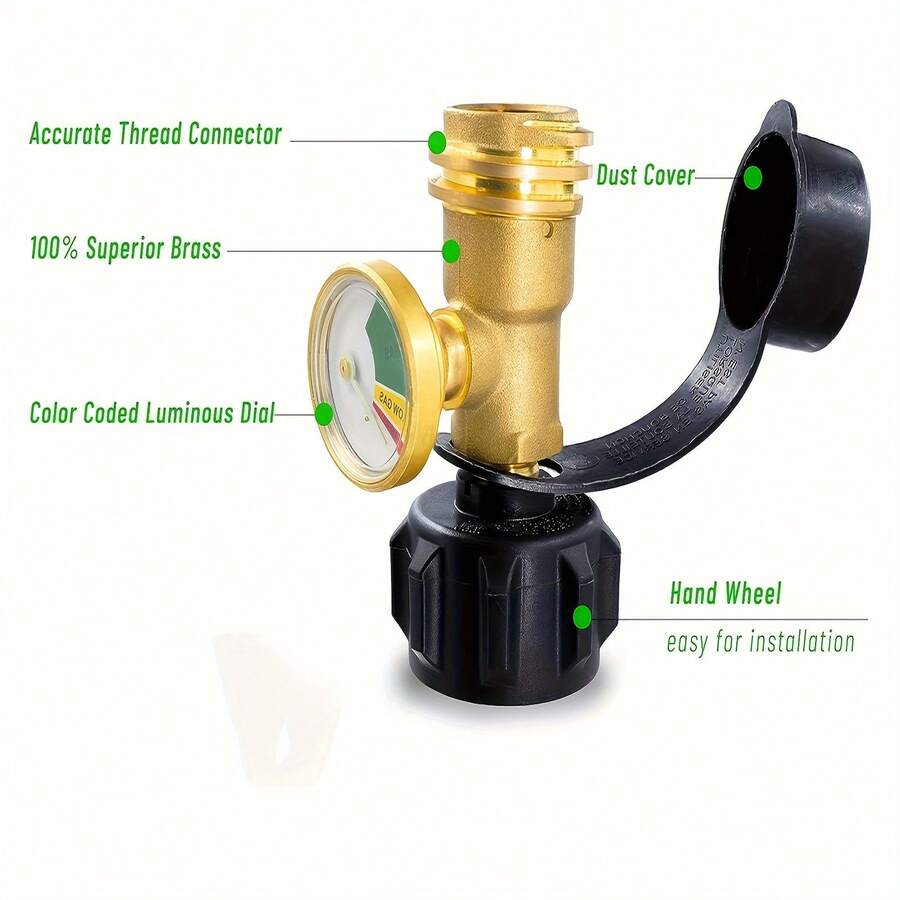 Adapter With Propane Tank Gauge Level Indicator, Connectors With Gas