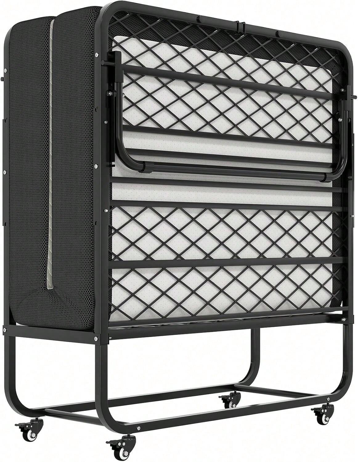 DICTAC Folding Bed With Mattress 75 X 38 Twin Size Bed Frame Portable