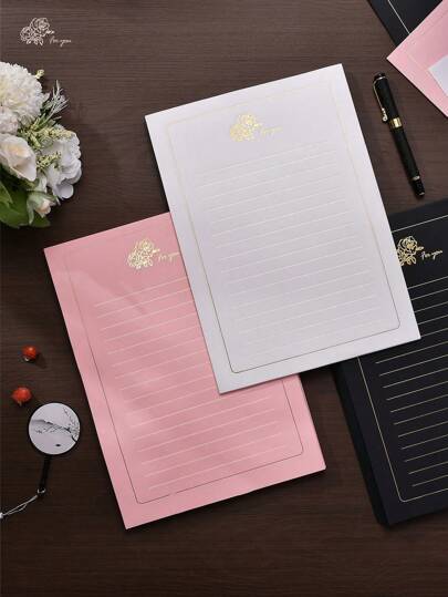 Rose Gold Foil A4 Letter Paper, Romantic Foil Stationery For Love Letters, Suitable For Office, Birthday, Gifts, DIY Invitations, Thanksgiving, Valentine's Day Decorations Back To School