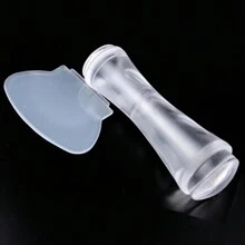 2 件套指甲印章刮刀套装双头硅胶透明美甲法式印章指甲油印花美甲印章板工具 - 無色 - 查看 3