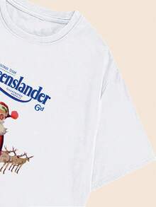 The Queenslander Santa Claus Babylook Comfort Short Sleeve Casual Printed T-Shirt - trắng - Xem 4