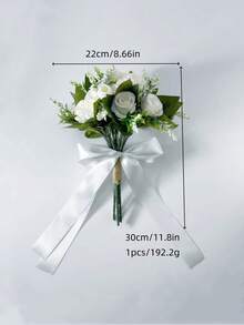 1 Cô dâu Phù dâu Bó hoa hồng giả đơn giản và thanh lịch Tiệc cưới Phòng khách Trang trí ảnh Hoa - trắng - Xem 5