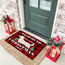 可爱的腊肠犬图案圣诞门垫，吸水防滑硅藻土地垫，带橡胶背衬，可清洗且耐用的室内/室外地毯，适用于入口、客厅、厨房、圣诞装饰的节日地毯 - 紅色 - 查看 6
