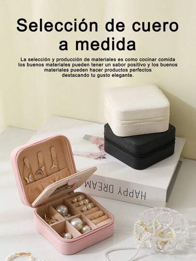 1/2/3 pieza Caja portátil para joyería: Caja de almacenamiento de pendientes, aretes, anillos, uñas decoradas y otros accesorios antioxidante con espejo. Caja elegante y de alta calidad para joyas como collares, anillos, pendientes y aretes.