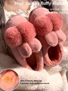 Plush Slippers, Couples Short Boots, Closed Toe, Thick Sole, Warm, Suitable For Home, Dorm, Women & Men