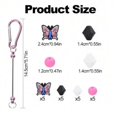 1/5/25pcs Simple Pink Crystal Butterfly Silicone Beaded Key Chain For Bags, Car Key Pendant Accessories, Jewelry Making DIY Necklaces, Bracelets, Pendants, Anti-Drop Chains, Ballpoint Pen Accessories, Craft Supplies Perfect For Creative Projects, Gifts For Friends - Rose Quartz Butterfly Silicone Keychain - View 3