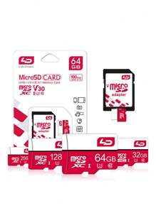 LD 品牌红白 Micro SD 卡 16GB 32GB 64GB 128GB 256GB MicroSD Tf 存储卡 Class 10 U3 适用于 SD 适配器 - 紅白色 - 查看 2