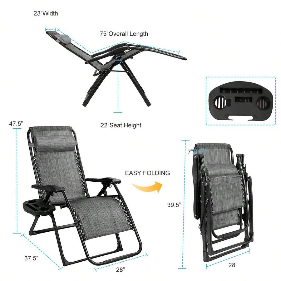 Lifezeal Oversize Lounge Chair Patio Heavy Duty Folding Recliner