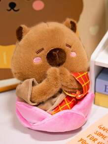 1 szt. pluszowa lalka z popcornem, frytkami i kapibarą, prezent świąteczny dla przyjaciół, prezent z kapibarą na zakończenie studiów doktoranckich, lalka z kapibarą w formie ciasta i deseru, dekoracja z dyni i nietoperza na Halloween