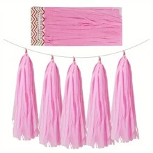 Paquete de 5 guirnaldas de flecos de papel de seda de colores, cinta de flecos de papel para globos, para decoración de bodas, fiestas de cumpleaños, fiestas temáticas, Halloween, Acción de Gracias y otros días festivos - Multicolor - Ver 13