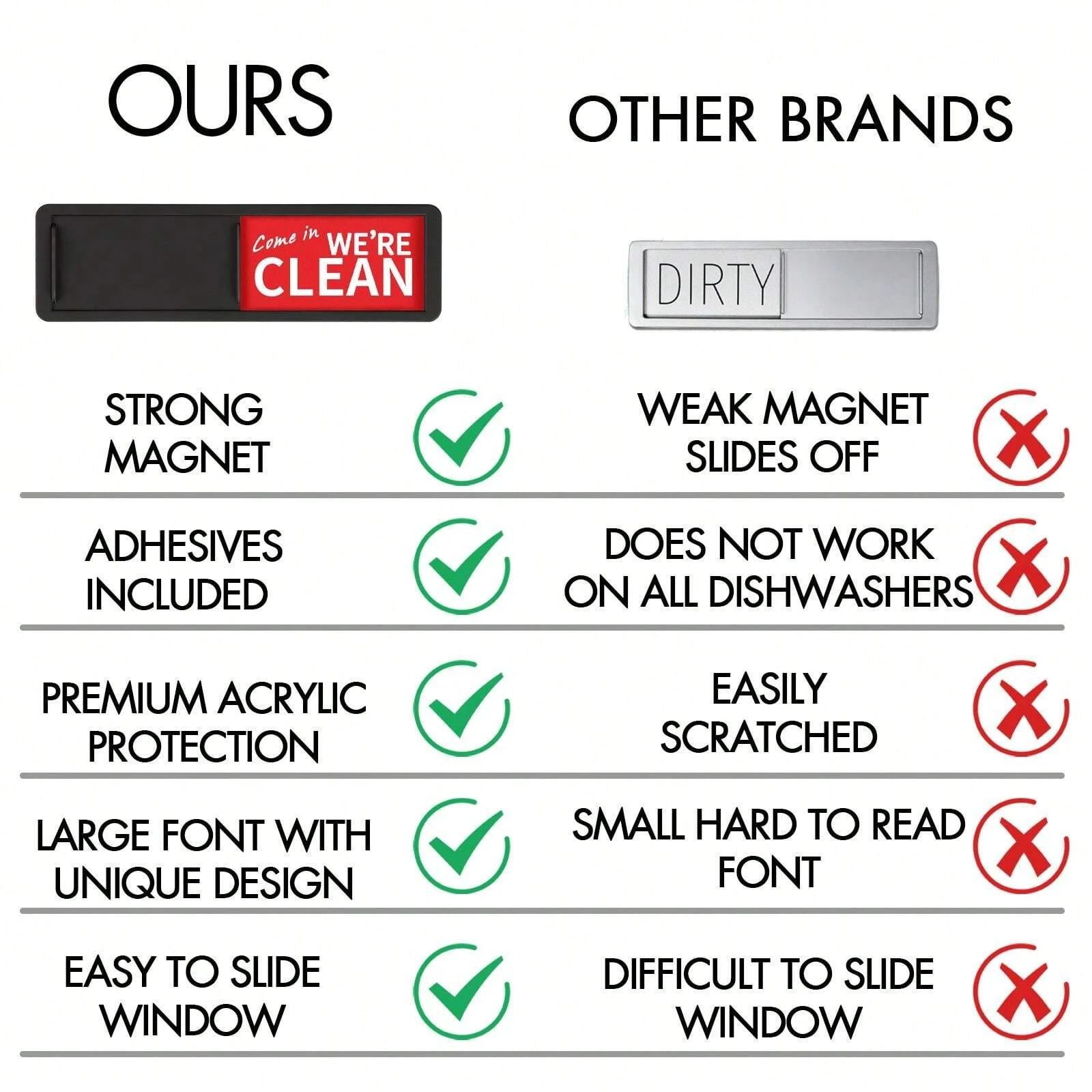 STLEKAN Dishwasher Magnet Clean Dirty Sign - Easy To Read & Slide Non ...