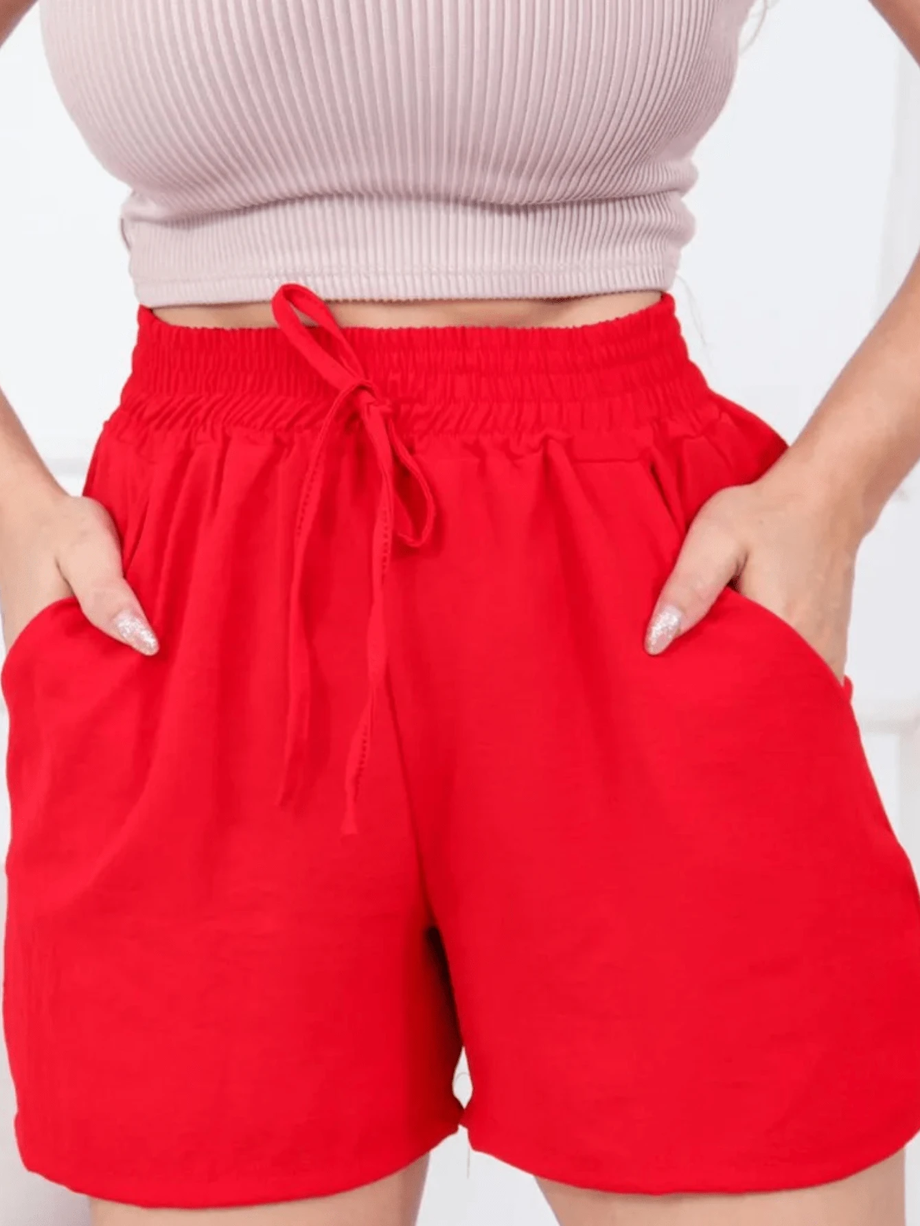 Duna Shorts Assorted Colors  Notreve Polyester Women's Shorts Summer Winter Collection Elegant Casual Stylish Feminine Look Light Comfortable - Đỏ - Xem 1