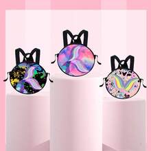 美人鱼背包，卡通风格，可爱圆形斜挎包，时尚背包，便携露营包，时尚休闲包，圣诞节，感恩节，秋季旅行，冬季钱包礼物，节日，电脑，运动包，圣诞礼物，圣诞快乐，男士包，男士包，旅行包，大学包，学校包，大学生，书包，大容量，多功能，时尚，实用，男士礼物，度假，趣味礼物，男士礼物 - 彩色 - 查看 3