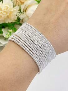 1 Set di braccialetti con perle sintetiche, estremamente delicati, adatti per le donne