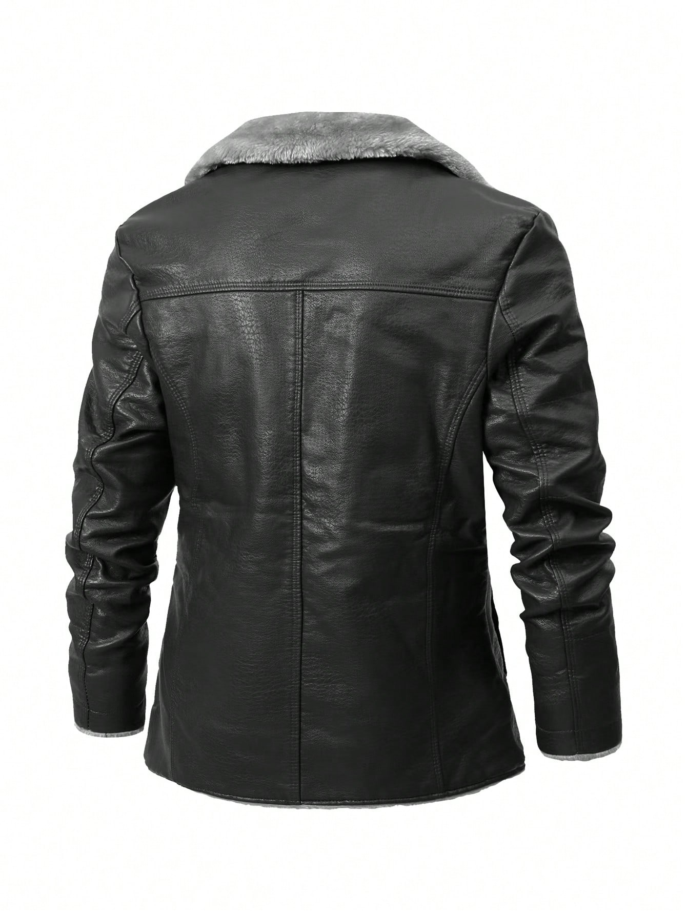 معطف رجالي من جلد البولي يوريثان مبطن بالتيدي