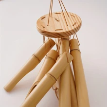 1 szt. ręcznie wykonany bambusowy dzwonek wietrzny, z kojącą melodią, odpowiedni do dekoracji wnętrz i na zewnątrz, idealny do zawieszenia w ogrodzie, na pomoście, patio lub w domu