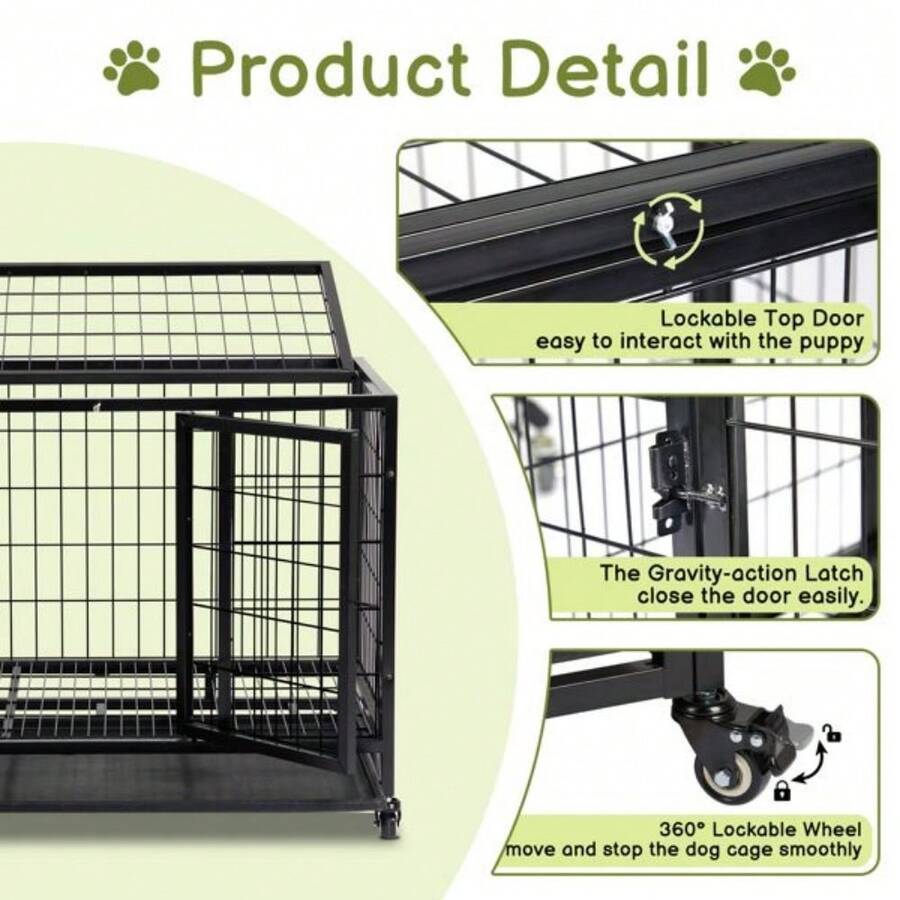 Dog Crate Dog Cage Dog Kennel For Large Dogs, Heavy Duty 36 In Pet