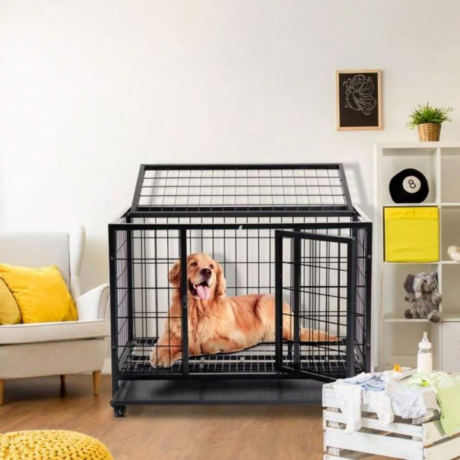 Dog Crate Dog Cage Dog Kennel For Large Dogs, Heavy Duty 36 In Pet
