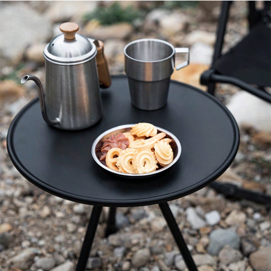Folding Round Table Portable Telescopic Outdoor ThreeLegged Dining