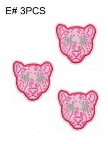 1 Set Of 3/6pcs Pink Leopard Lion Embroidery Patches Polyester Badge DIY Clothing Iron On Patches Sew Accessory Cloth Stickers Suitable For Backpacks, Jeans, Jackets, T-Shirts, Hats, Dresses, Etc - Multicolor - View 17