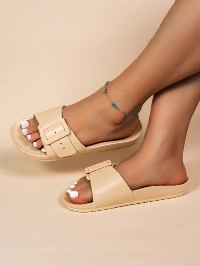 Dép xỏ ngón thời trang thanh lịch & tối giản thoải mái sang trọng có khóa điều chỉnh màu trơn chống trượt nhanh khô không thấm nước đa năng đi ngoài trời/trong nhà du lịch thường ngày