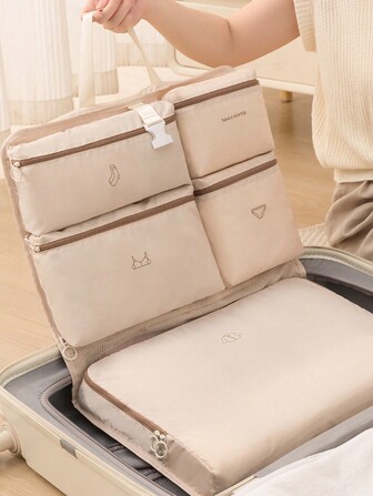 分隔式收纳袋，户外收纳袋，耐用可机洗行李收纳袋，适用于衣服、内衣及配饰，行李收纳装置手提箱旅行配件