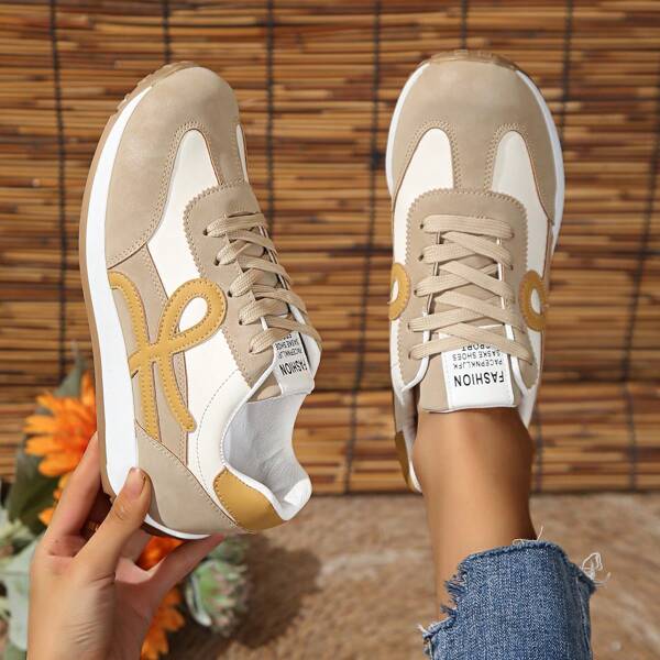 2024 Frühling Herbst Frauen Trendfarben Waffle Sneakers Niedrig-Top Lässig Schnürung Plateau Turnschuhe, Größe 36-41