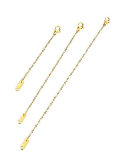 6/3/1 不锈钢 18k 镀金项链延长器（优质不锈钢 + 真空镀金工艺）- 超级耐用 - 不褪色 - 低敏感度 - 精致小巧。适用于项链、手链、脚链和其他女士 DIY 首饰，金色、银色，（2 英寸、4 英寸、6 英寸）可选