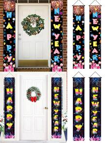 2 đèn neon mừng năm mới 2025 phông nền biểu ngữ đạo cụ trang trí đầy màu sắc cho tiệc đêm giao thừa, trang trí biển báo hiên nhà ngoài trời - Nhiều màu - Xem 2