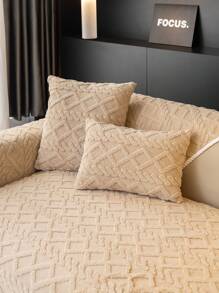 新款 2024 冬季毛绒沙发垫，现代简约防滑座套和沙发套 - 米色 - 查看 6