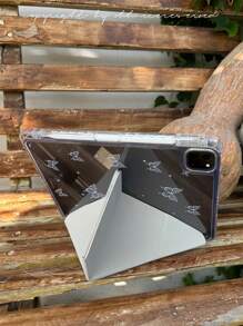 1pc Cute Cartoon Butterfly & Letter Dual-Sided Acrylic Transparent Crystal Back Protector Case, Support Sleep/Wake Compatible With IPad & - Multicolor - View 1