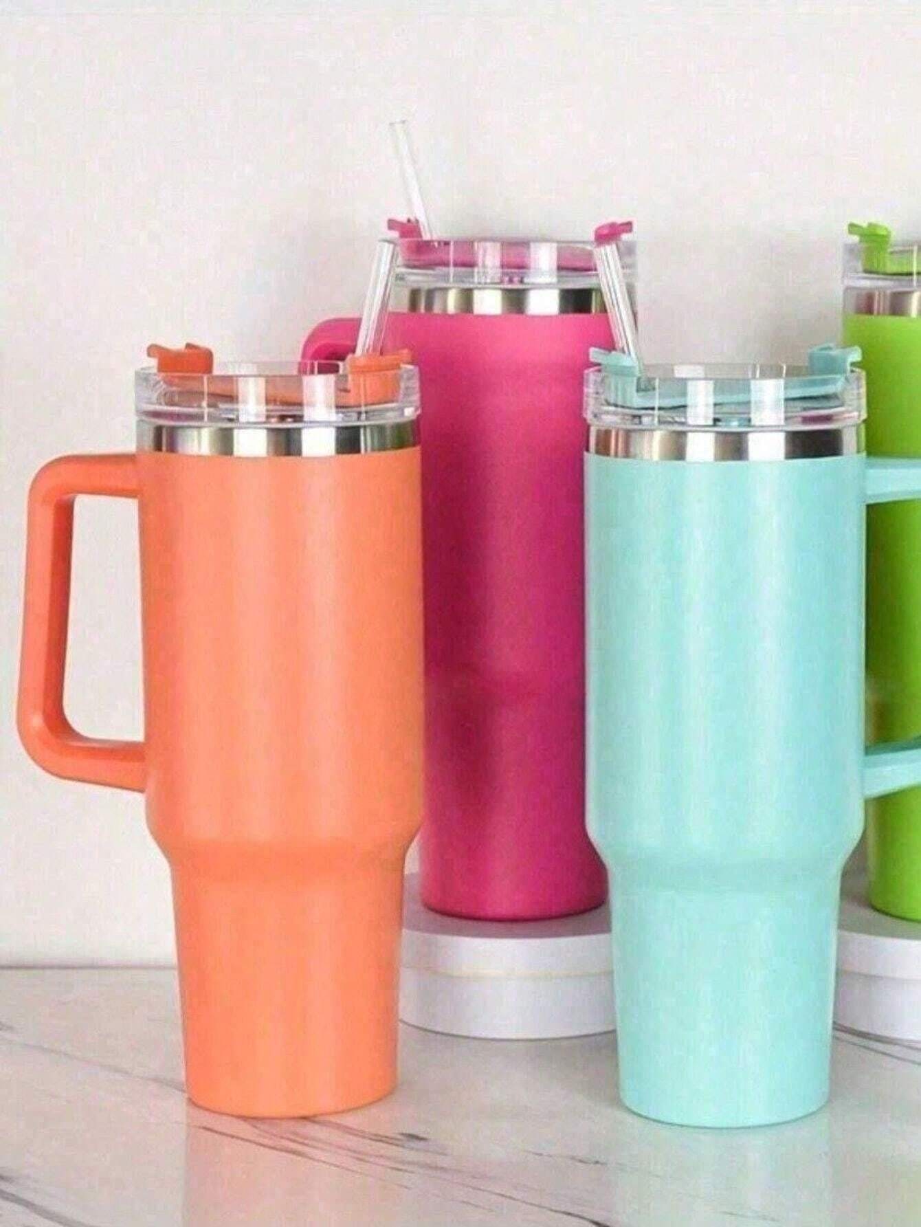 1PC Cold Drinking Mug Insulated Mug With Handle And Straw, Stainless