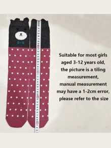 Girls' Over-The-Knee Animal Striped Socks, Fox, Black Cat, Cute Cartoon Print, Long Tube Leg Warmer Stockings - Black and White - View 7