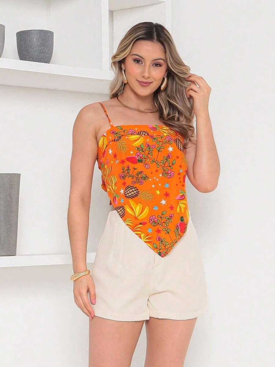 RAW CLOTHING One Size Shirt Set With Tie At The Back And Print, Shorts With Zipper And No Pocket - Beige - View 1