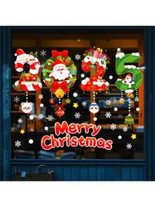 Miếng dán trang trí cửa sổ tĩnh điện có thể tháo rời hình bông tuyết và cây thông Noel, thích hợp cho cửa hàng, cửa sổ cửa hàng, tường, trang trí theo phong cách mới năm 2025 - Nhiều màu - Xem 12