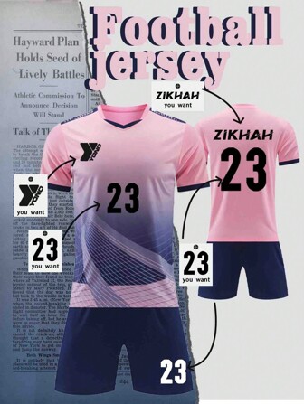 Camiseta de fútbol personalizada con patrón, logotipo, nombre y número, multicolor, para hombre, ideal para equipos de fútbol, bádminton y voleibol, unisex, diseño de uniforme deportivo