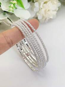 1 Set di braccialetti con perle sintetiche, estremamente delicati, adatti per le donne