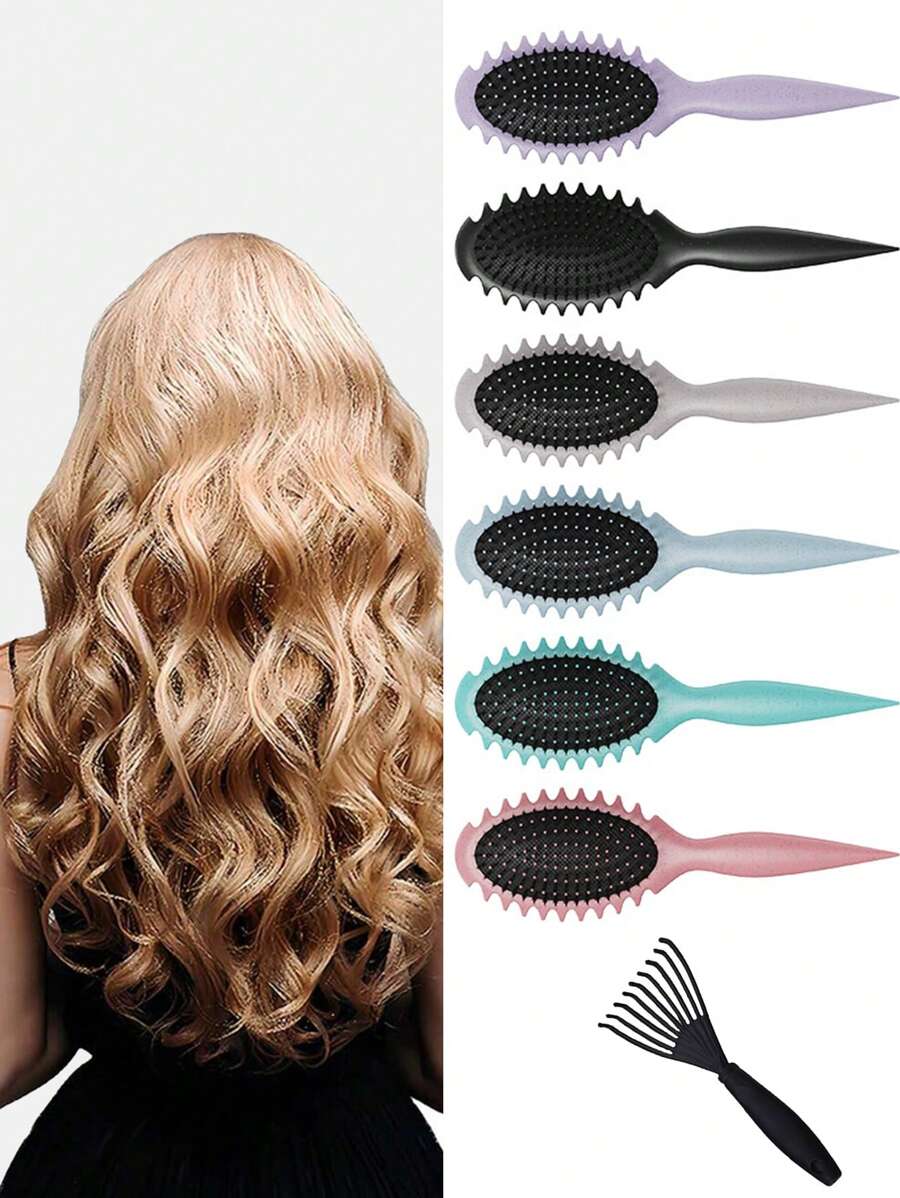 1 件卷发刷，带叉子的卷发定义造型刷 - 适合卷发的终极刷子，用于梳理和塑造男士和女士的卷发，减少拉扯和卷发分离